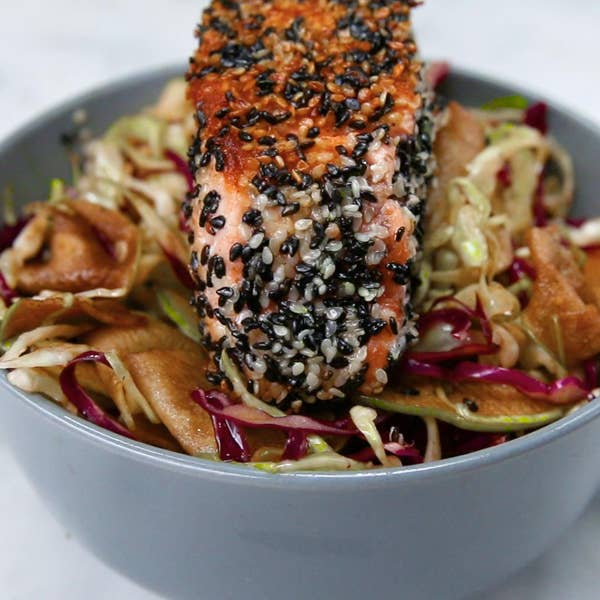 Apple And Cabbage Slaw With Herbed Salmon