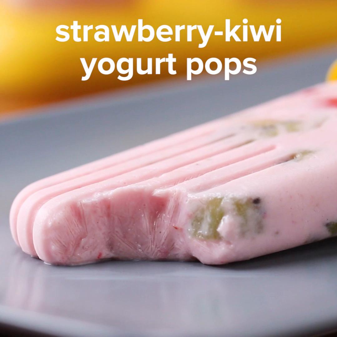 Strawberry-Kiwi Yogurt Pops Recipe by Tasty image