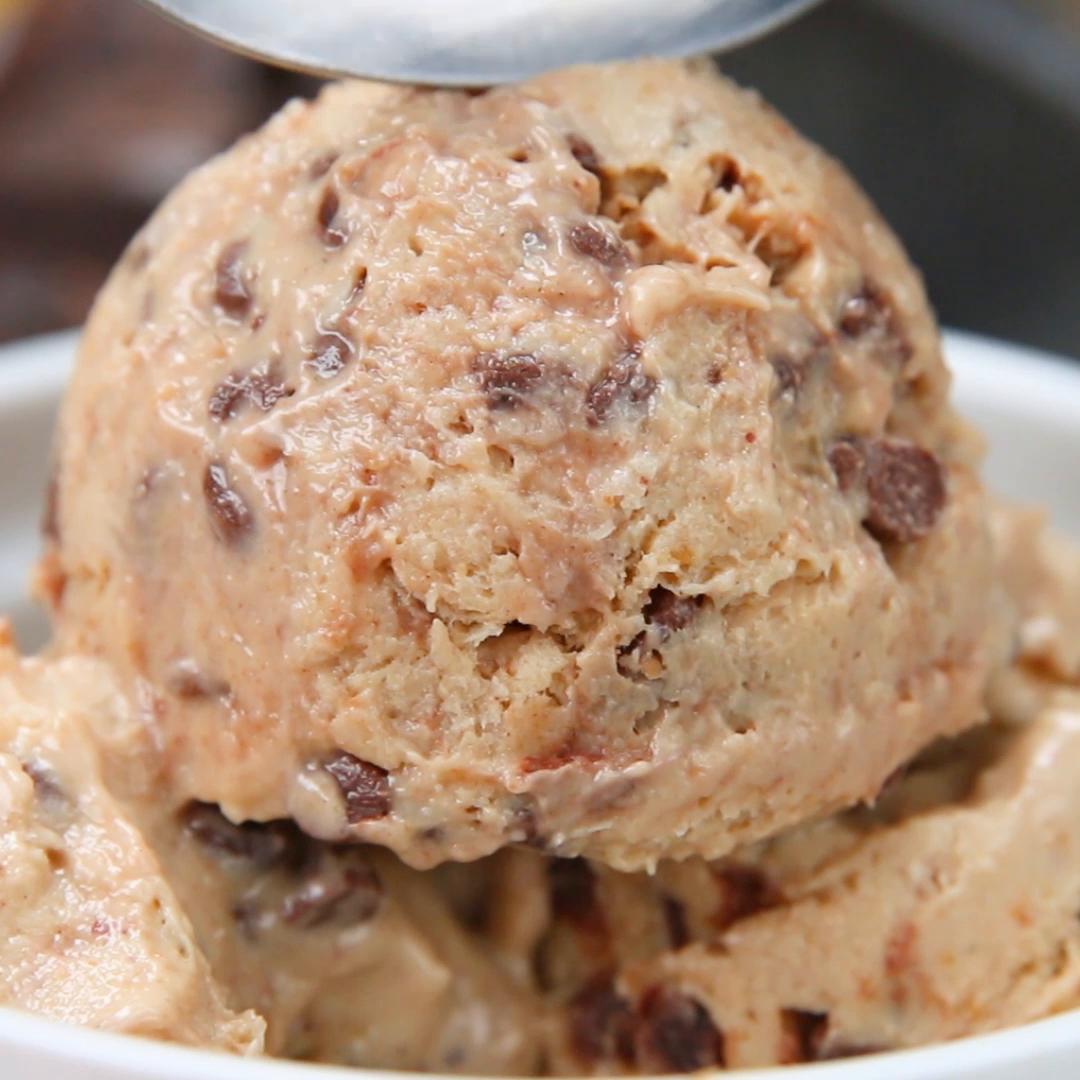 Healthy Chocolate Chip Peanut Butter Frozen Yogurt Recipe by Tasty image