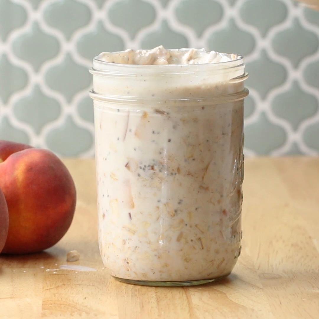 Peach Pie Overnight Oats Recipe by Tasty image