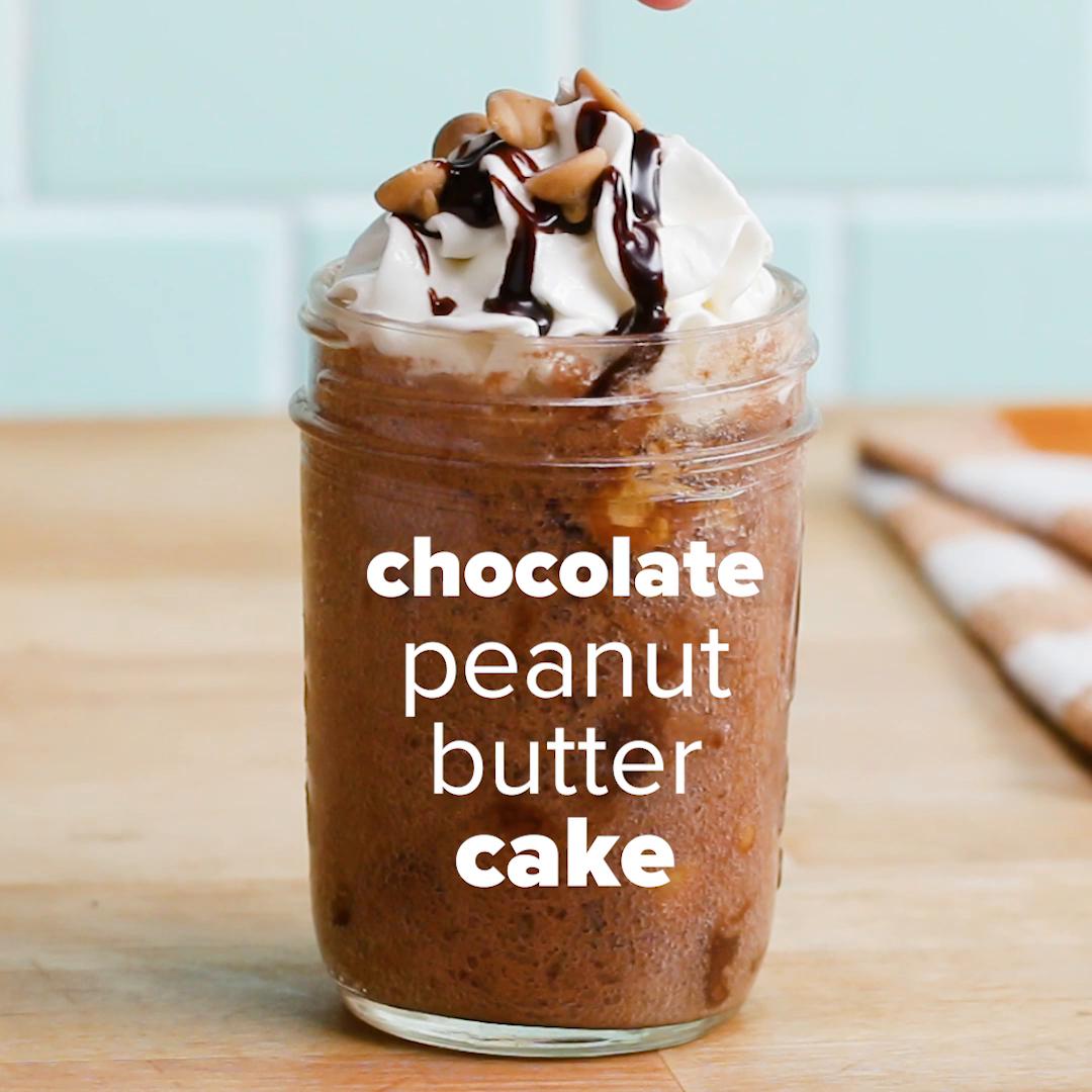 Chocolate Peanut Butter Cake In A Jar Recipe by Tasty image