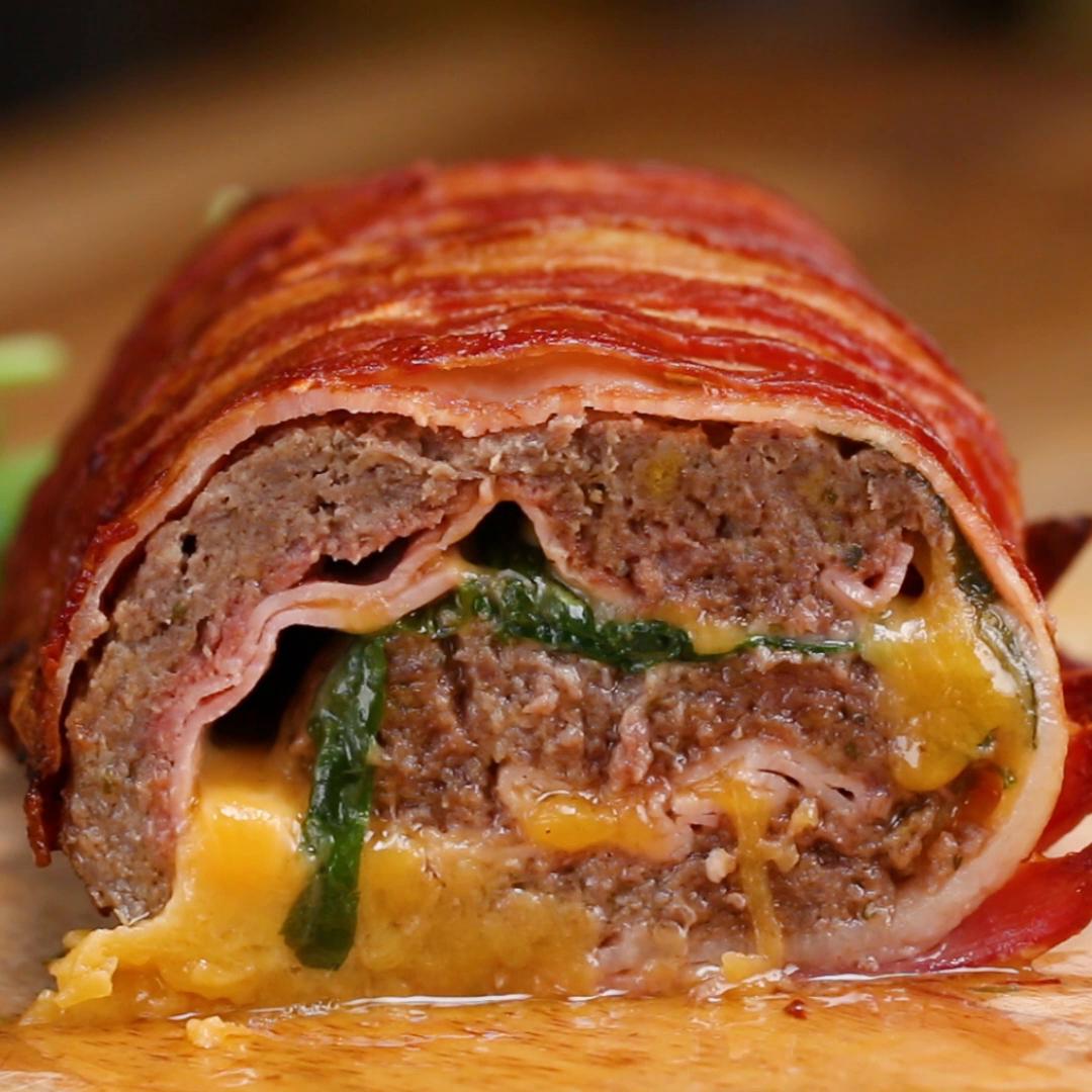 Bacon Wrapped Burger Roll Recipe By Tasty