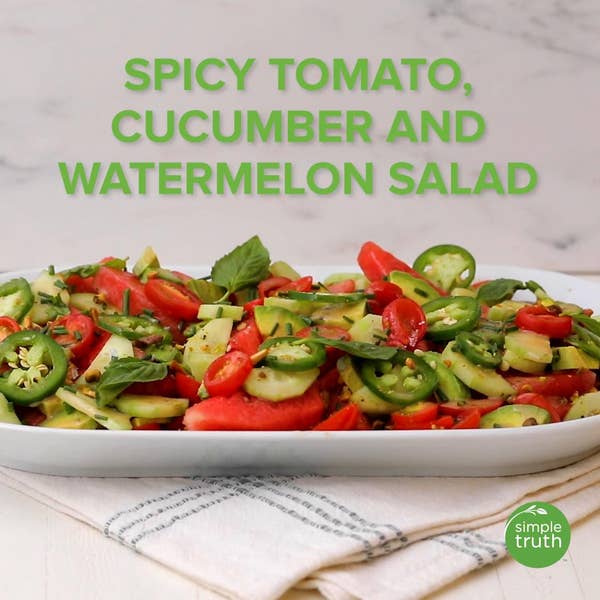 Spicy Tomato, Cucumber, And Watermelon Salad