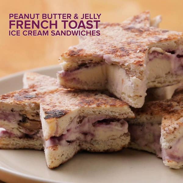 Peanut Butter & Jelly French Toast Ice Cream Sandwiches