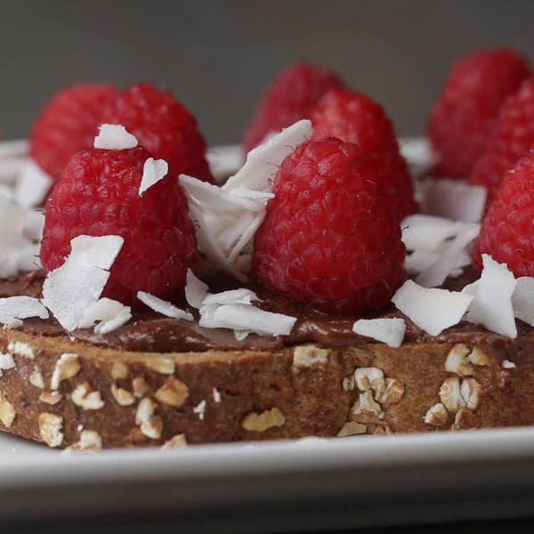 Chocolate Almond Butter And Raspberry Toast