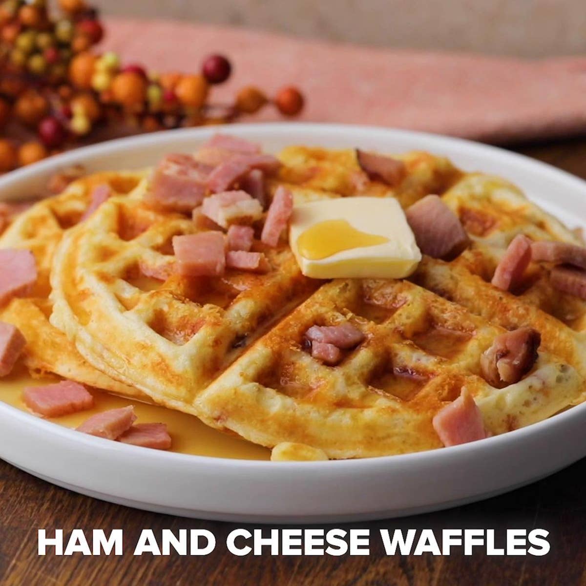 Ham And Cheese Waffles