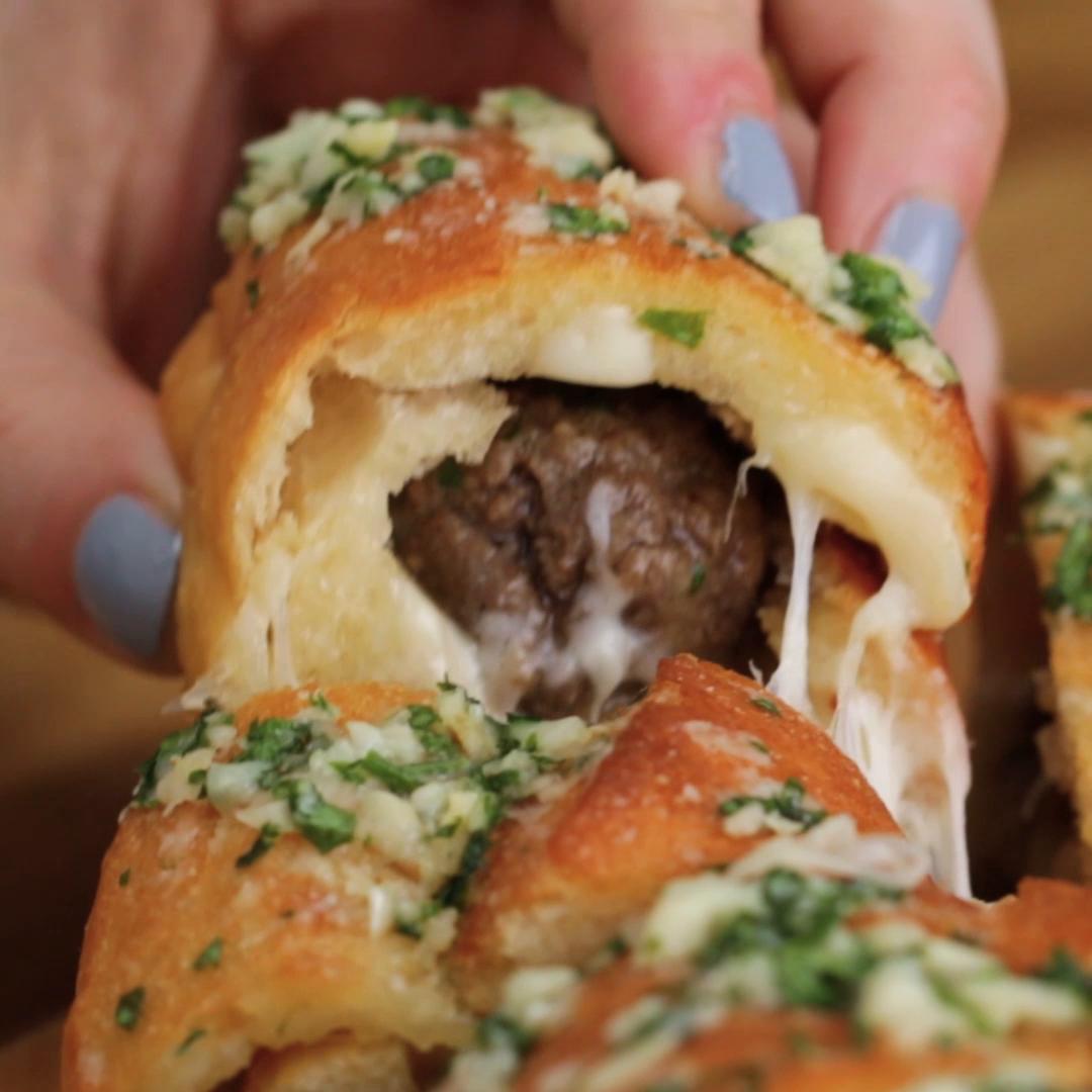 Meatball-stuffed Garlic Bread Recipe by Tasty image