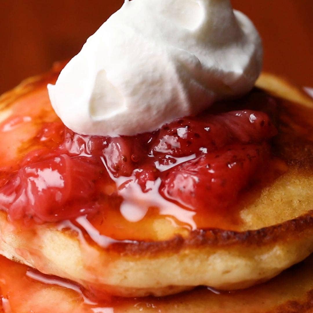 Strawberry Shortcake Pancakes Recipe By Tasty