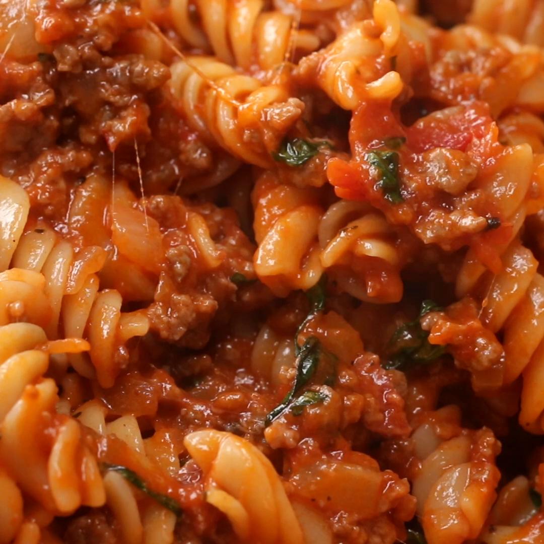 Chorizo Tomato Rotini Pasta Recipe by Tasty image