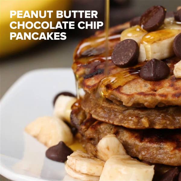 Healthy Peanut Butter Chocolate Chip Pancakes
