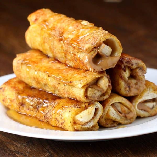 Banana Peanut Butter French Toast Roll-up
