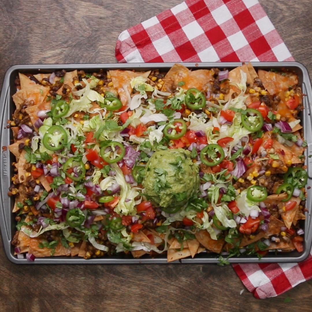 Black Bean & Lentil Sheet Pan Nachos