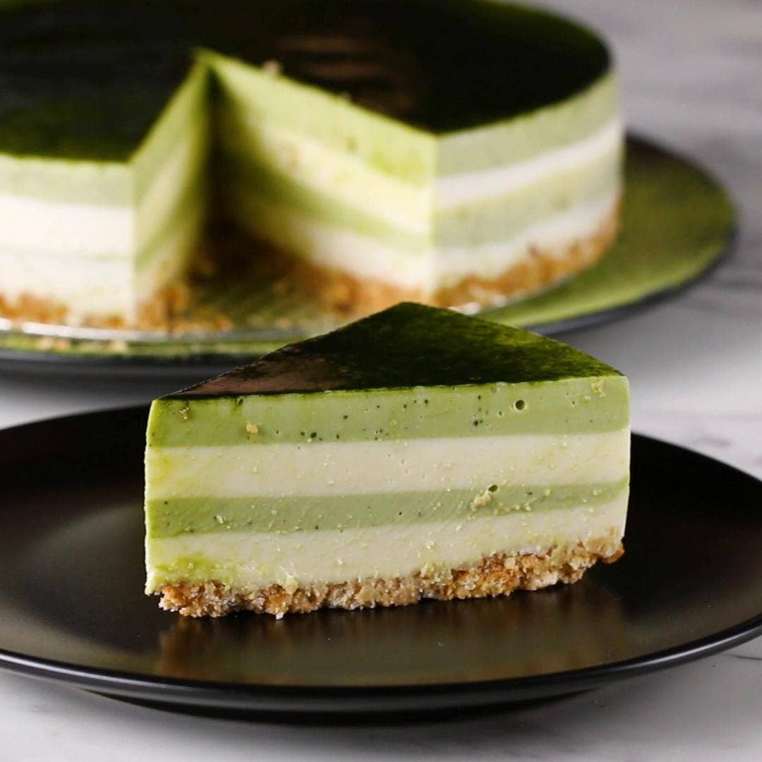 Matcha striped cheesecake