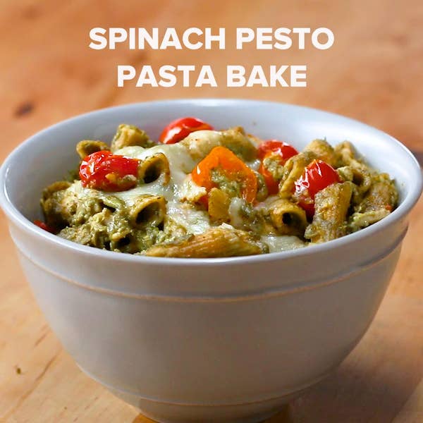 Spinach Pesto Pasta Bake