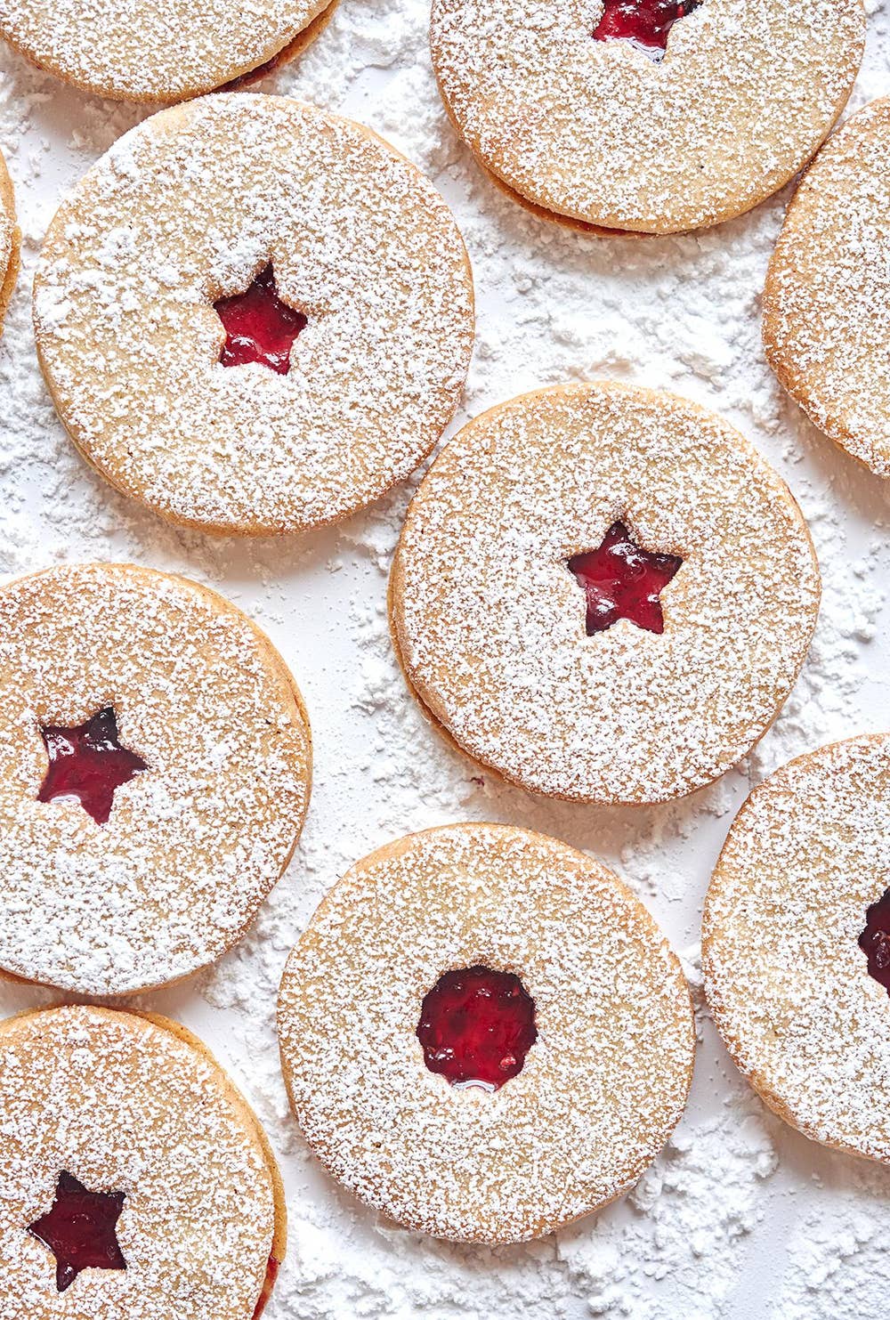 Holiday cookies dusted in powered sugar