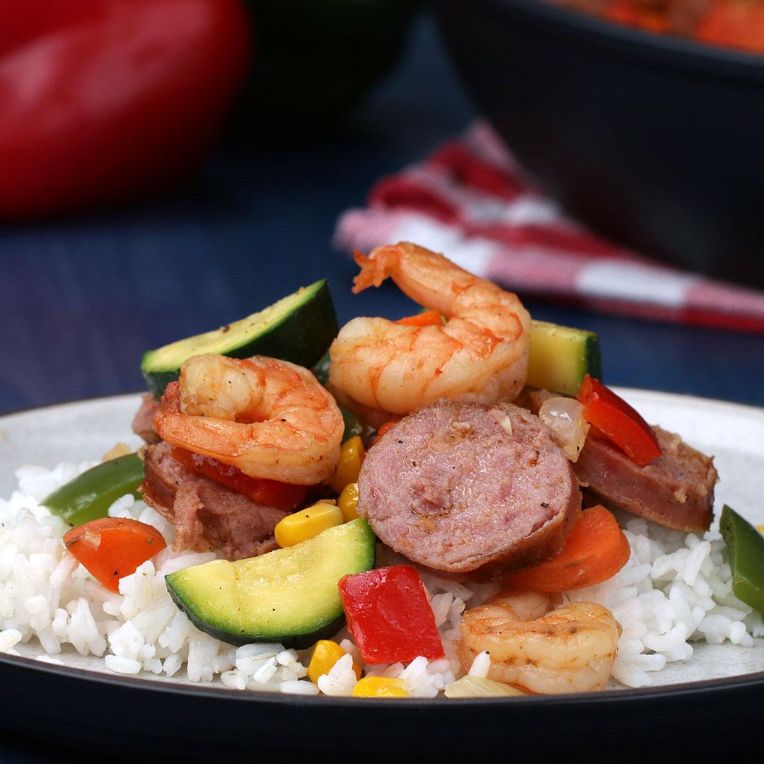 Shrimp And Sausage Stir-fry Recipe by Tasty_image