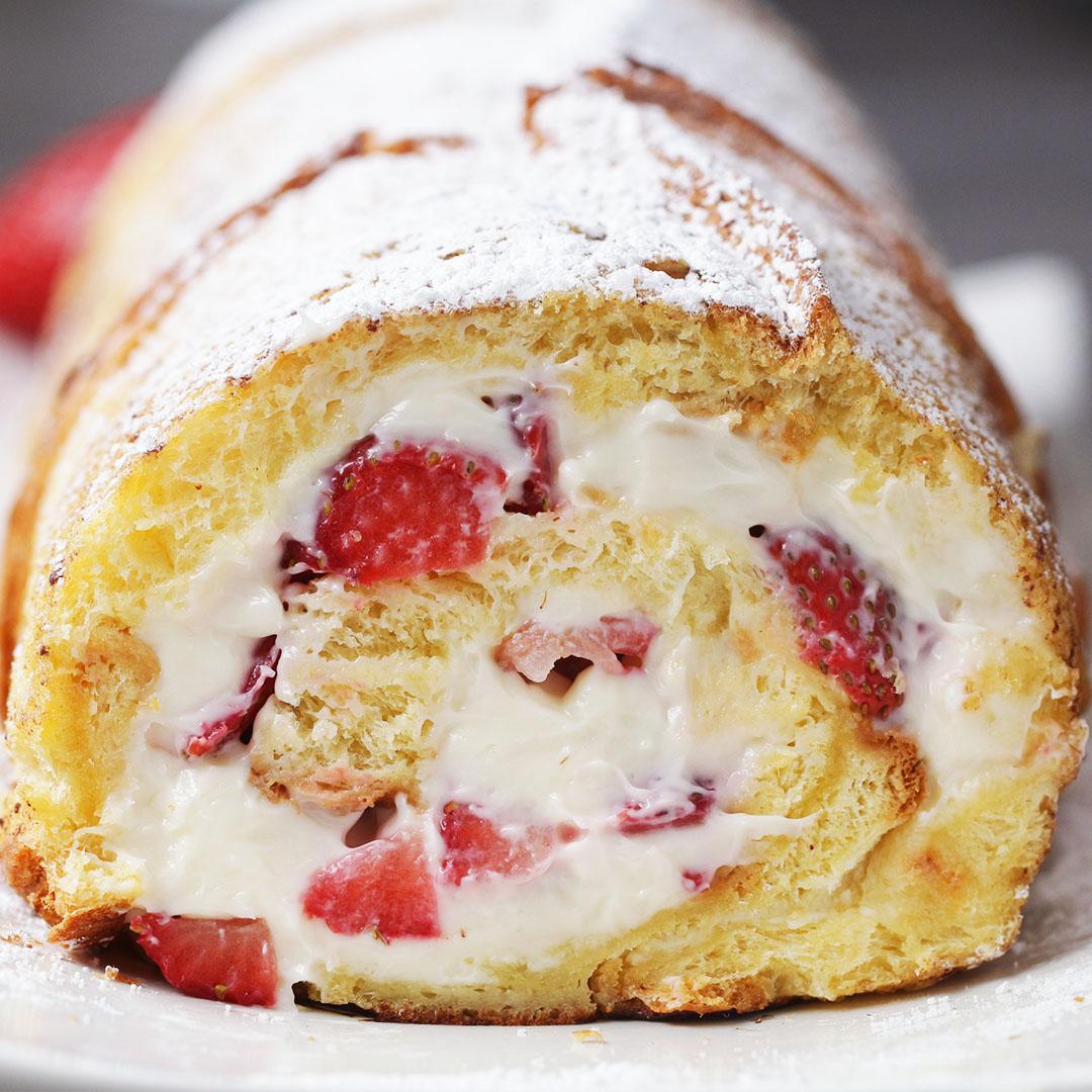 Strawberry Cheesecake French Toast Roll Recipe by Tasty
