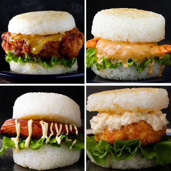 Japanese Rice Burgers 4 Ways