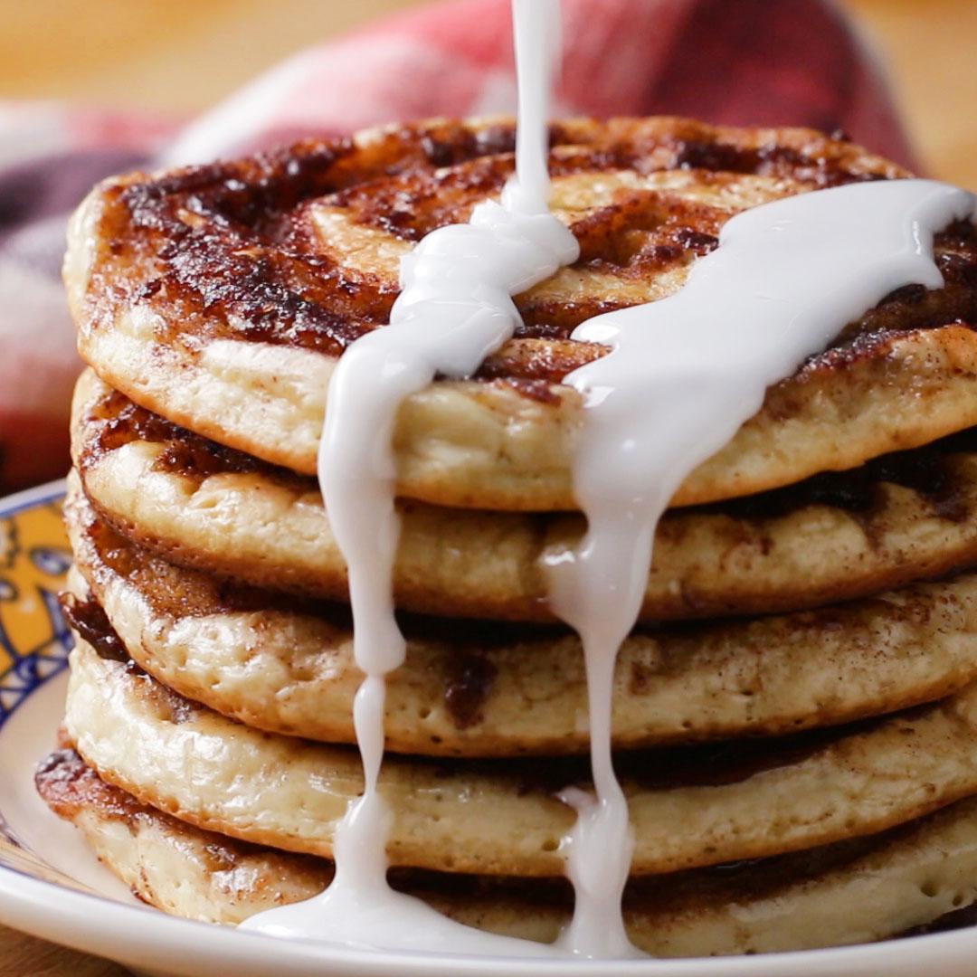 Cinnamon Roll Pancakes With Chloe Coscarelli Recipe by Tasty