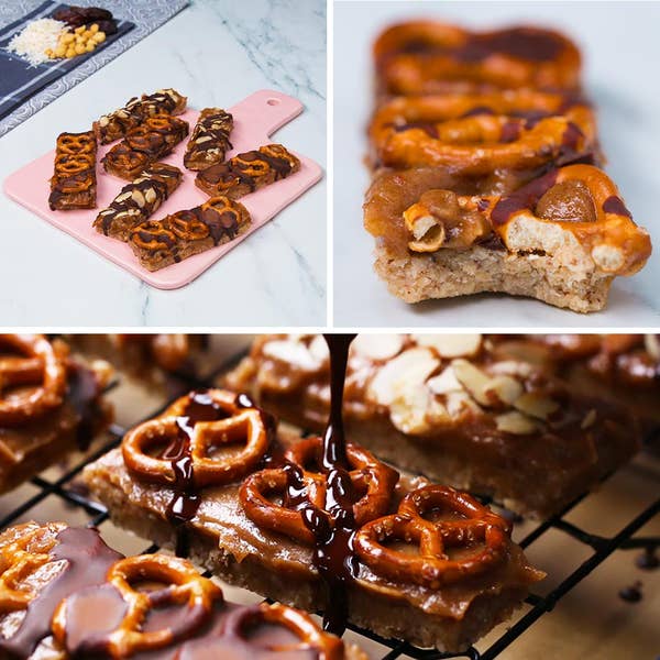 Salted-Caramel Pretzel, Almond And Cacao Bars