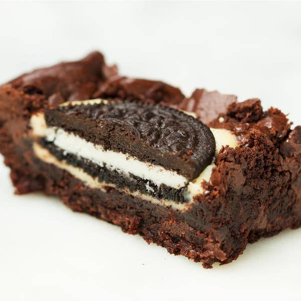 Chocolate Cookie Cheesecake-Stuffed Brownies