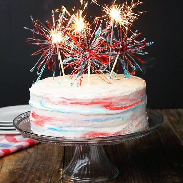 Marbled 4th Of July 'Box' Cake