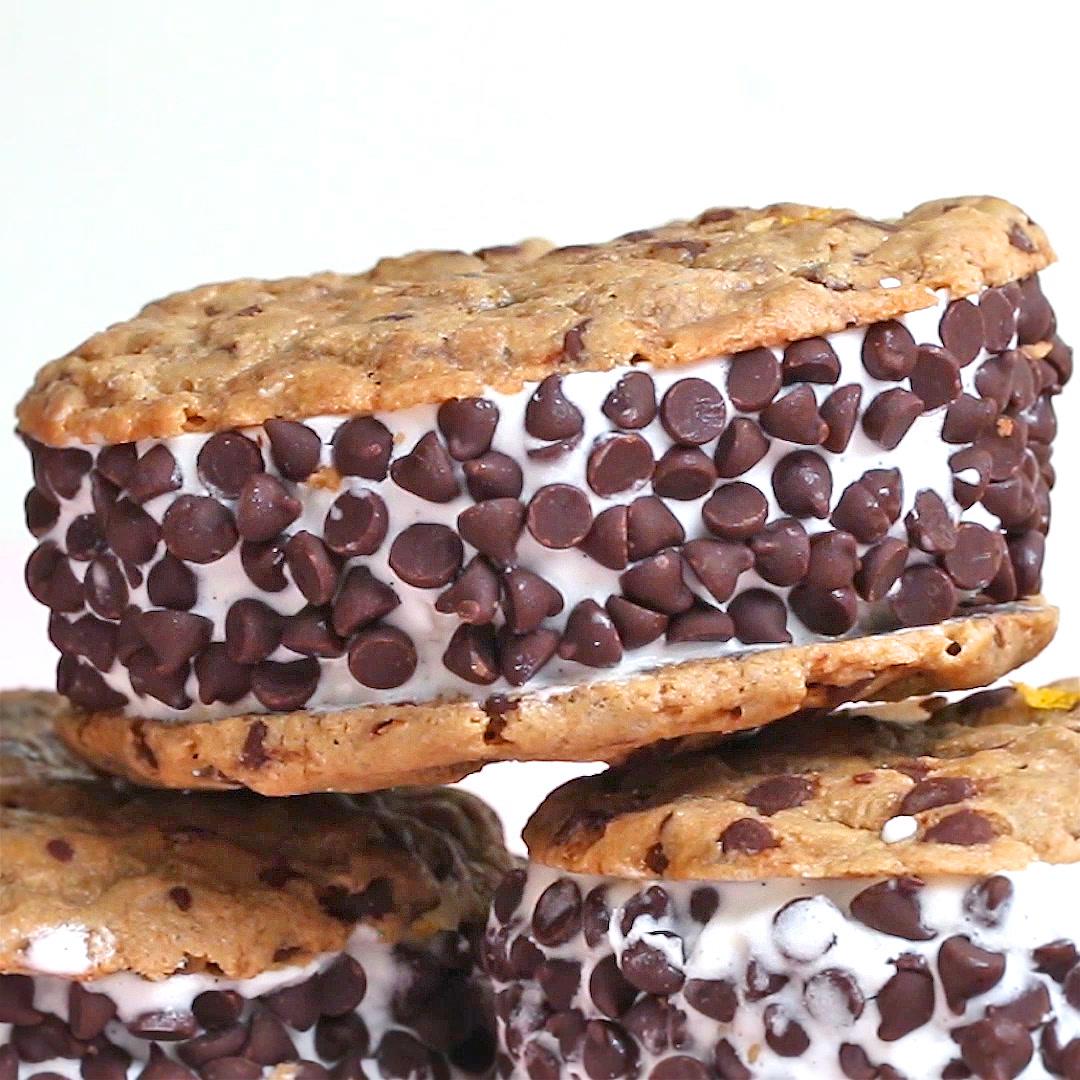 Vegan Chocolate Chip Cookie Ice Cream Sandwiches Recipe By Tasty