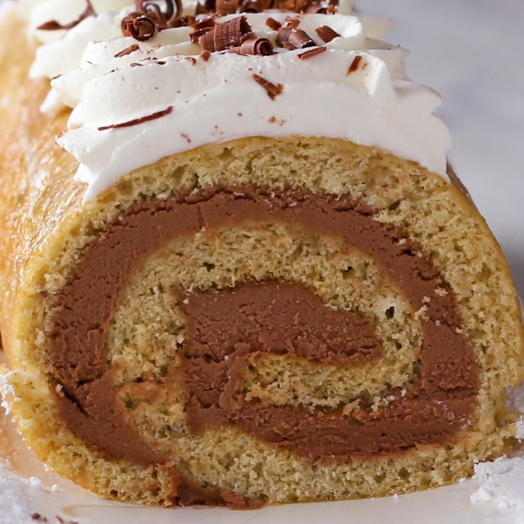 Chocolate Vanilla Swiss Roll With Coconut Whipped Cream - I Sugar Coat It