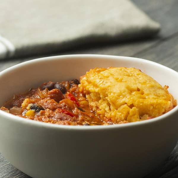 Slow Cooker Turkey Chili With Cornbread Dumplings