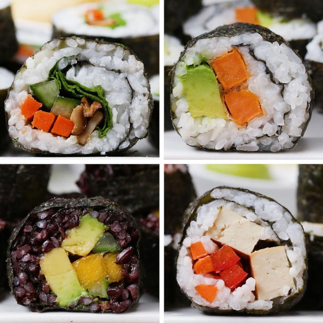 Vegetarian Sushi Recipe (Veggie Spicy Tuna Rolls) - Platings +