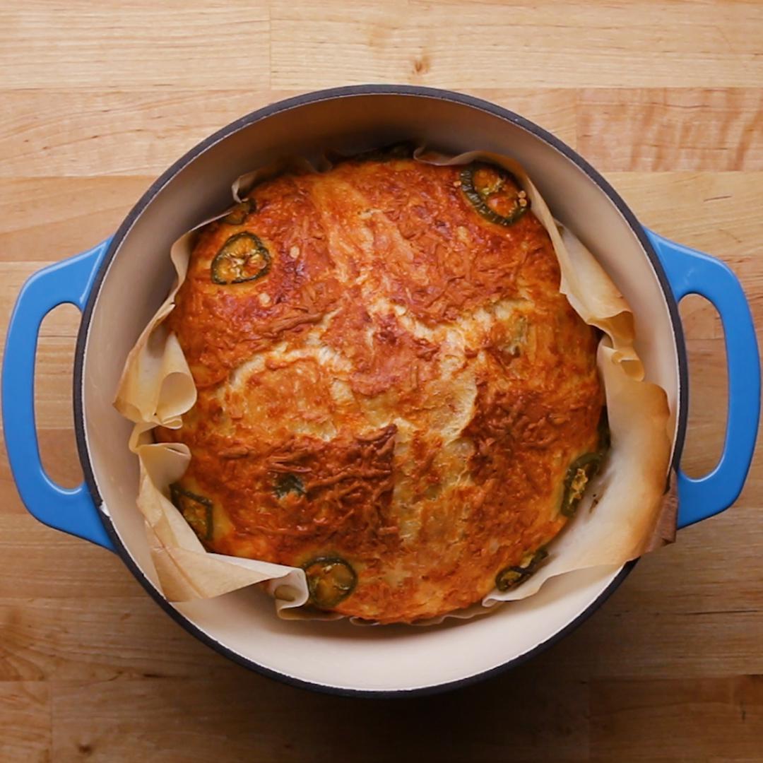 Three Cheese Bread  Easy Cast Iron Dutch Oven Recipe – Kana