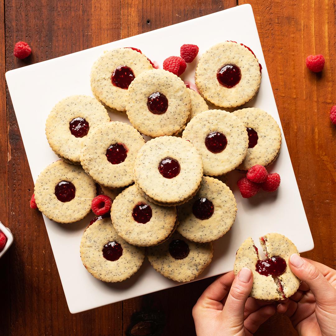 Raspberry Poppyseed Linzer Cookies Recipe by Tasty_image