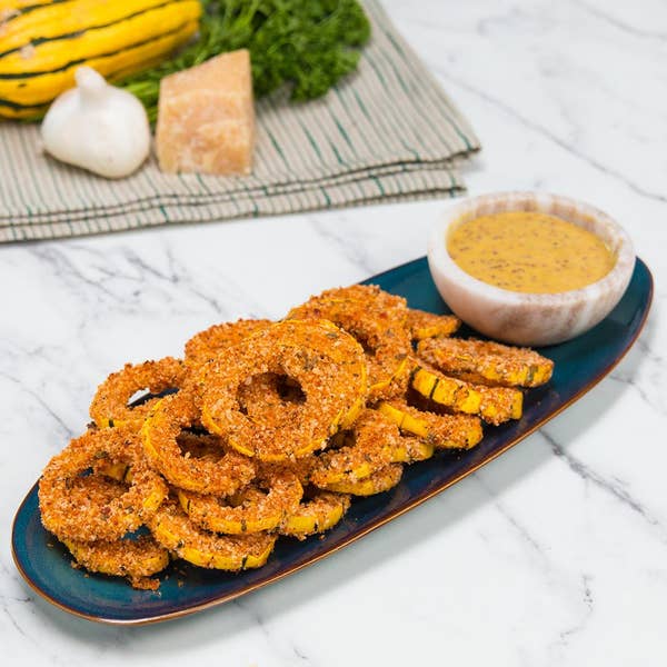 Baked Delicata Squash Rings With Honey Mustard Dipping Sauce
