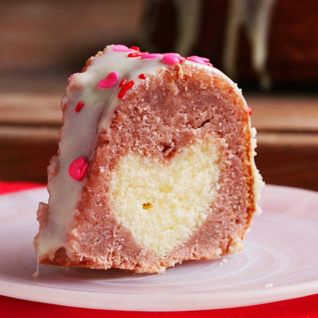 Hidden Heart Strawberry Bundt Cake Recipe By Tasty