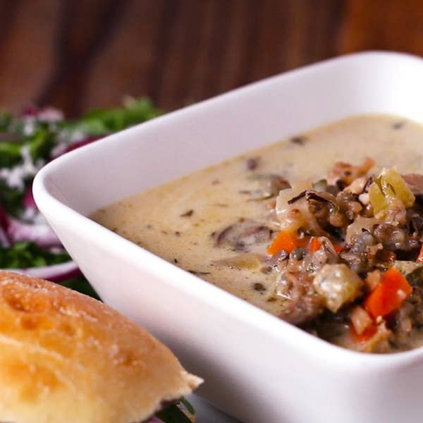 Chicken and Wild Rice Soup And Sandwich