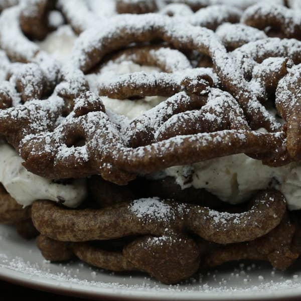 Cookies And Cream Funnel Cake Sandwiches