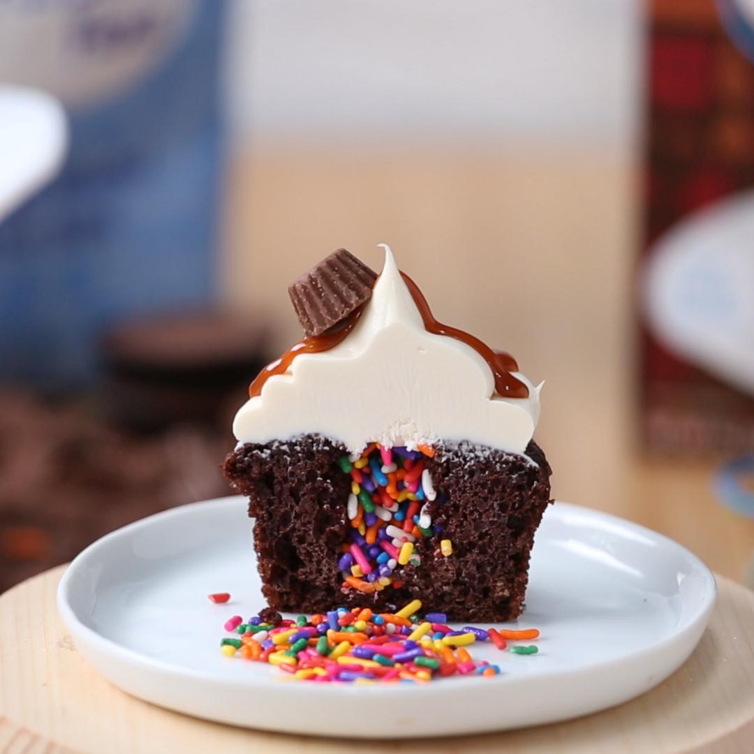 Chocolate Pinata Cupcake Peanut Butter Bliss Recipe by Tasty