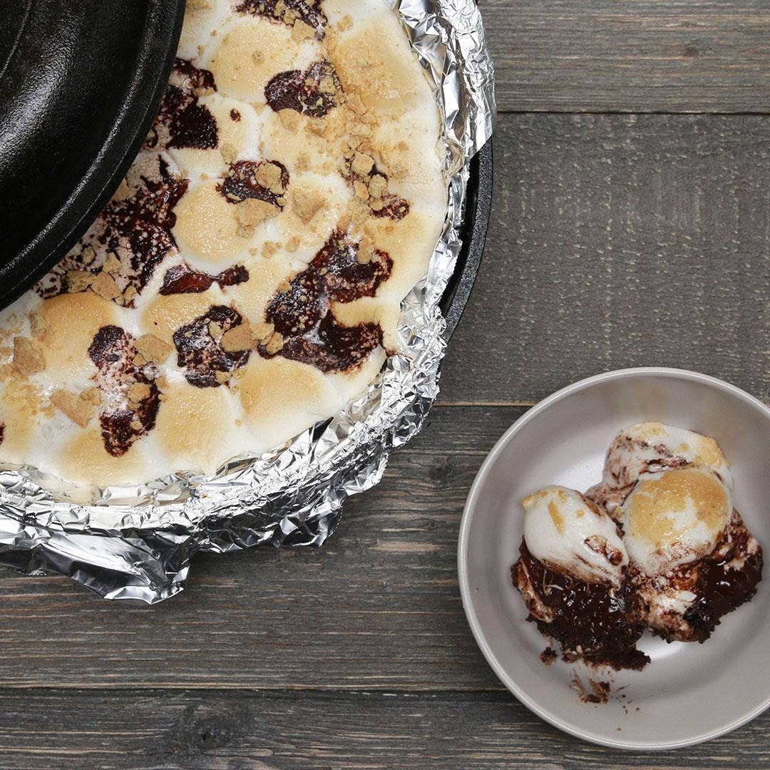 Skillet Brownie S Mores Recipe By Tasty