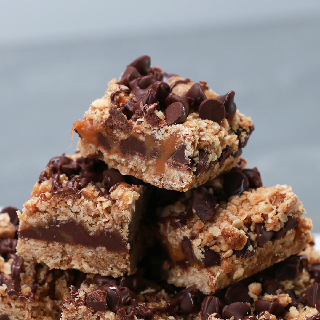 Chocolate Caramel Oat Bars (Carmelitas) Recipe by Tasty