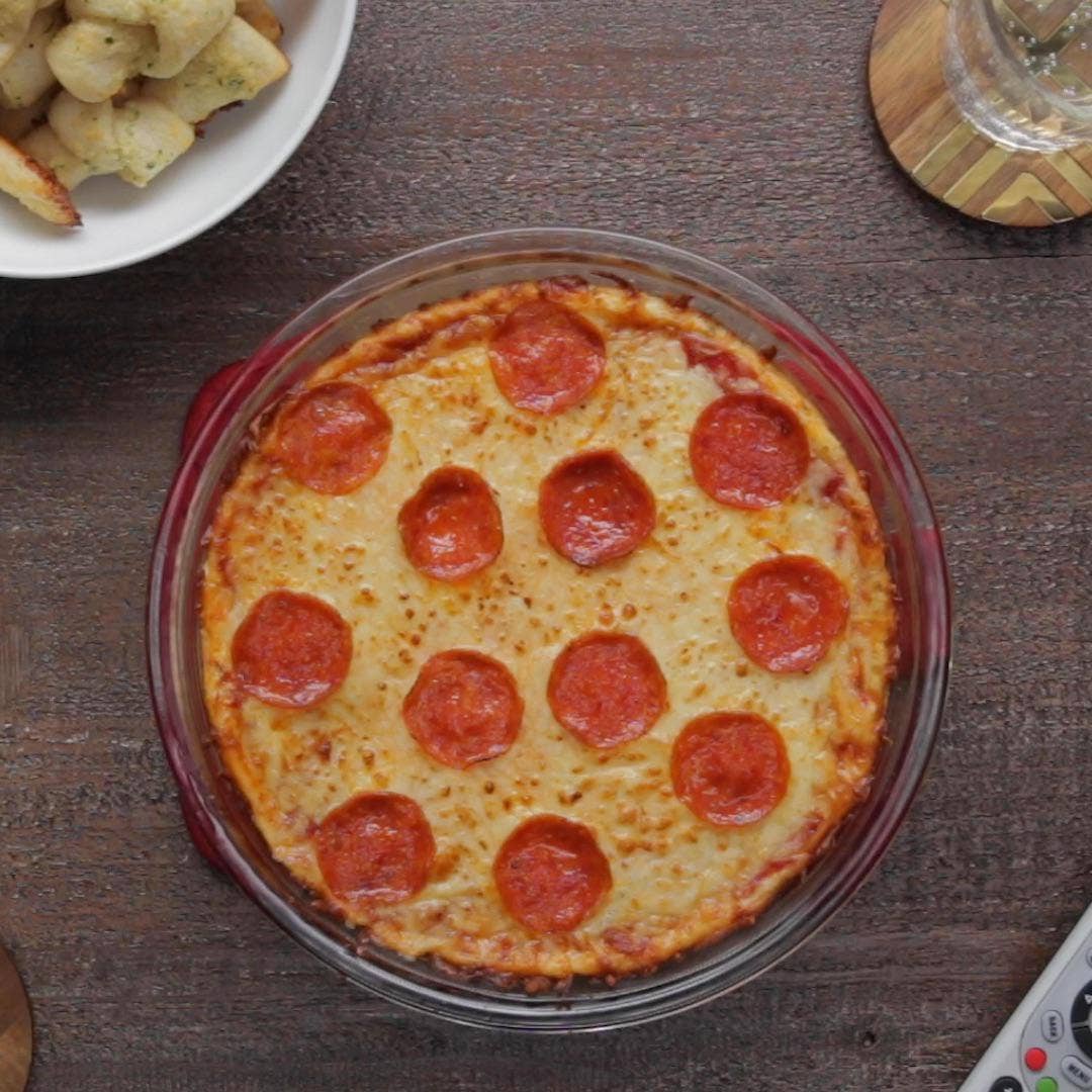 Pepperoni Pizza Dip With Garlic Knots