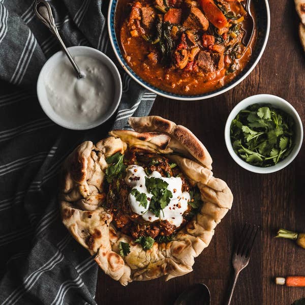 Spicy Lamb Naan Bowl Curry