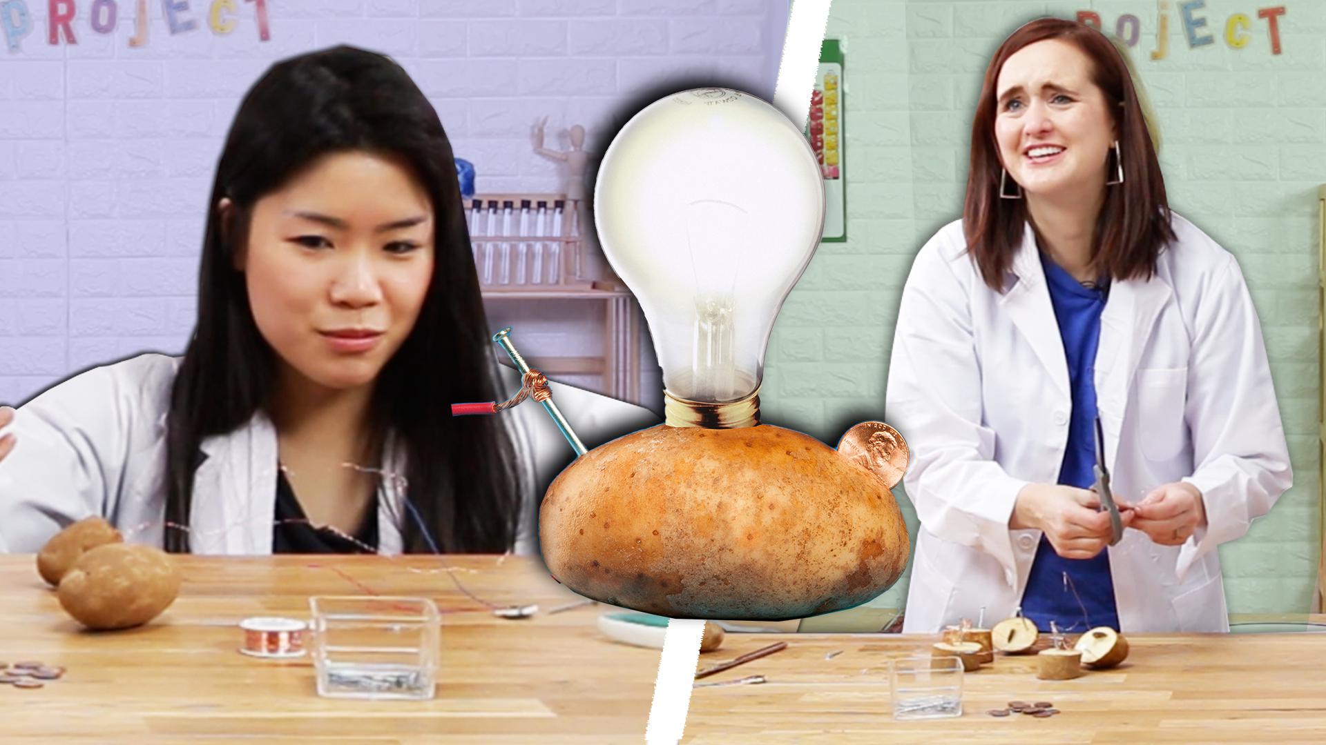 Adults Try Kids' Potato Light Science Experiment