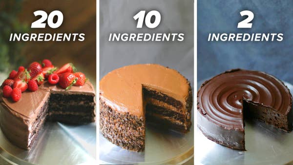 20-Ingredient vs. 10-Ingredient vs. 2-Ingredient Chocolate Cake