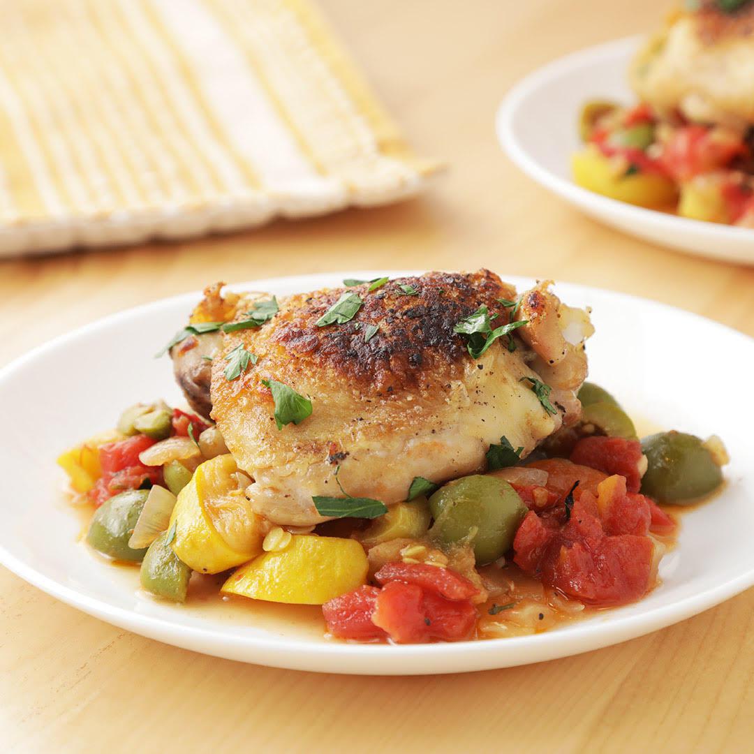 Baked Chicken With Mezzetta Olives And Roasted Red Peppers Recipe by Tasty_image