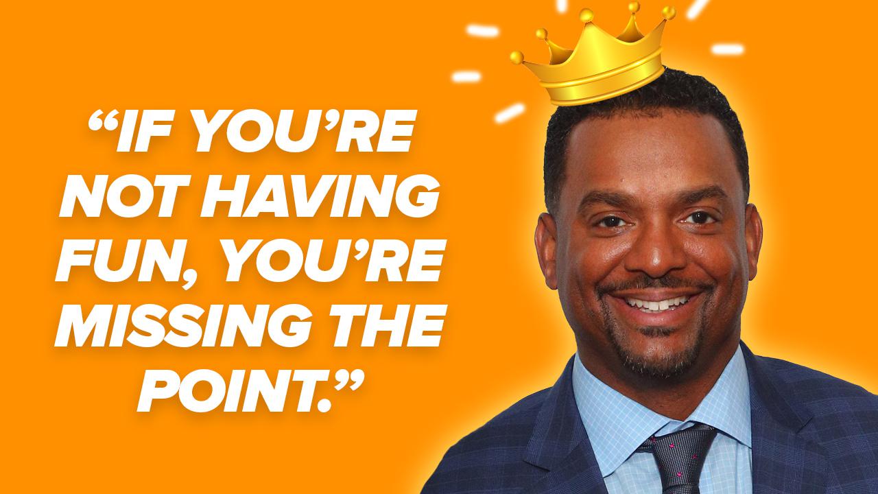 Man looks to camera with tiny cartoon crown on his head