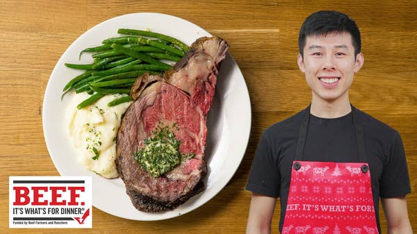 Roast Prime Rib With Garlic Herb Butter