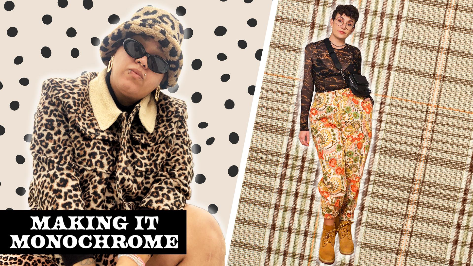 Jazzmyne and Megan pose in patterend outfits