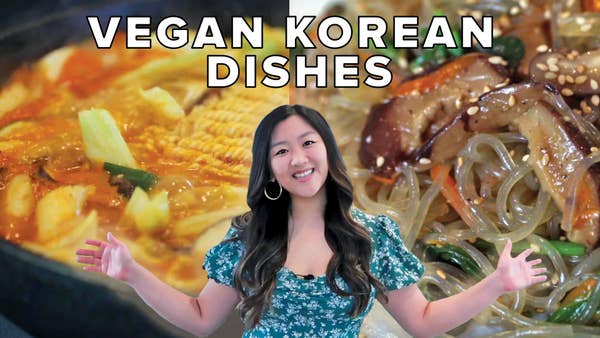 Jasmine with her favorite Korean dishes.