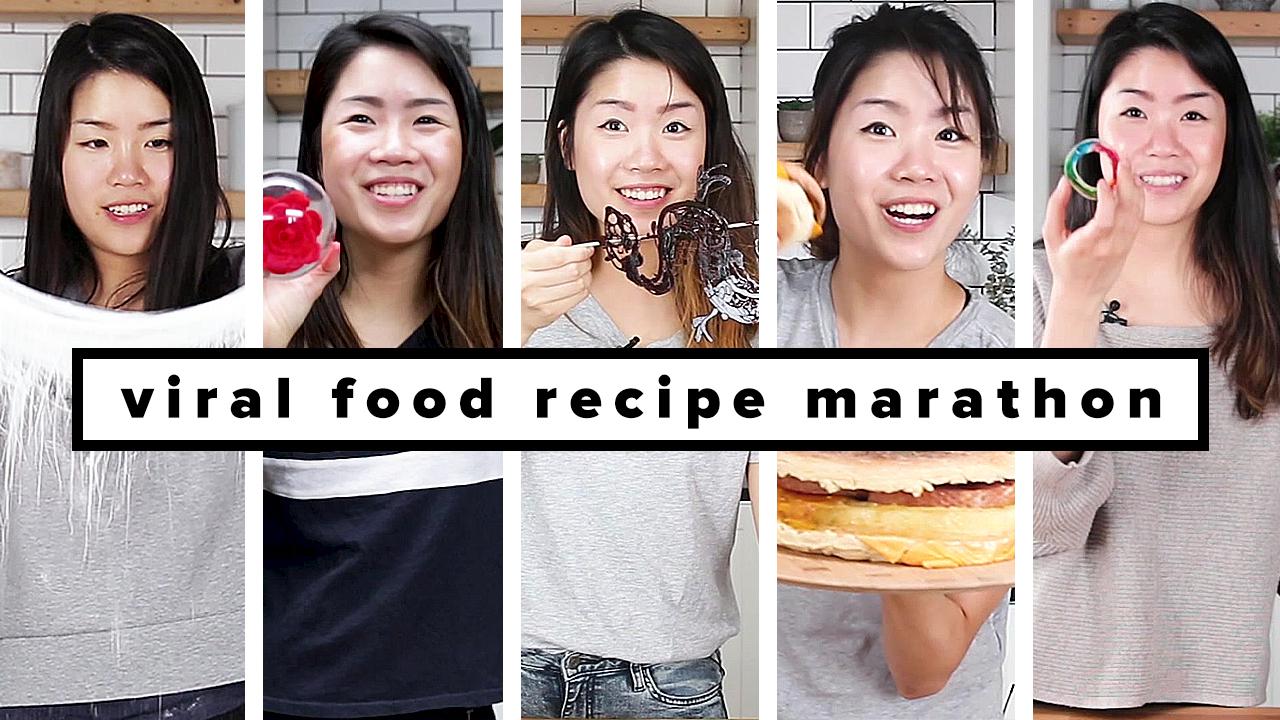 Inga with her different foods.