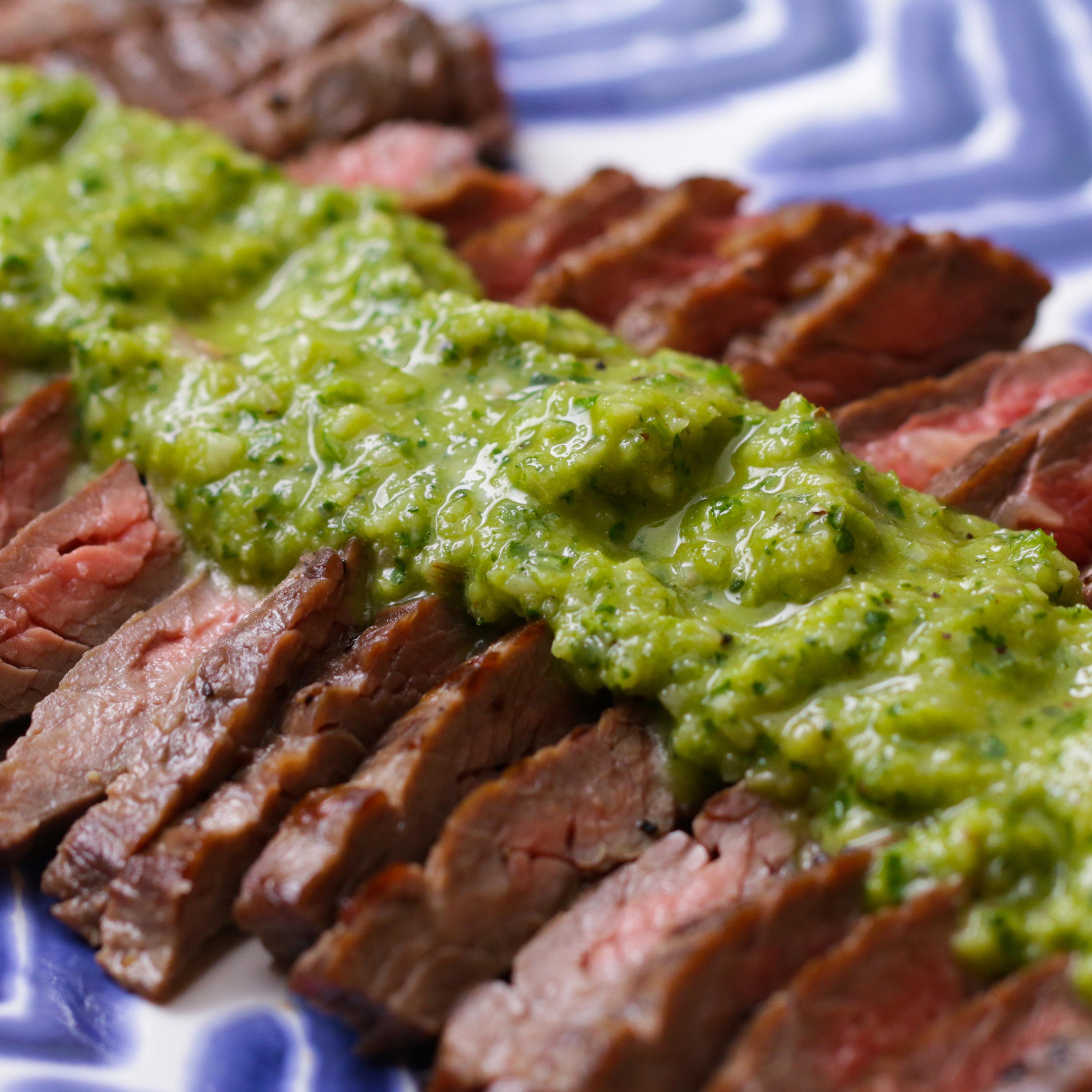 Marinated Flank Steak with Chimichurri - Girl With The Iron Cast